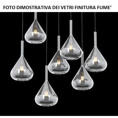 KONA SOSPENSIONE ROTONDA D60 IN FINITURA OTTONE CON 8 DIFFUSORI A CONO IN VETRO COLORATO Top Light Illuminazione - Cristalensi S