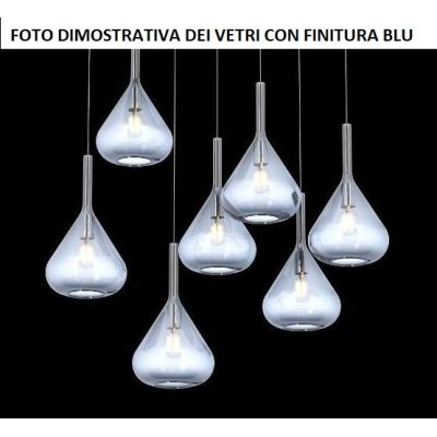 KONA SOSPENSIONE ROTONDA D60 IN FINITURA OTTONE CON 8 DIFFUSORI A CONO IN VETRO COLORATO Top Light Illuminazione - Cristalensi S