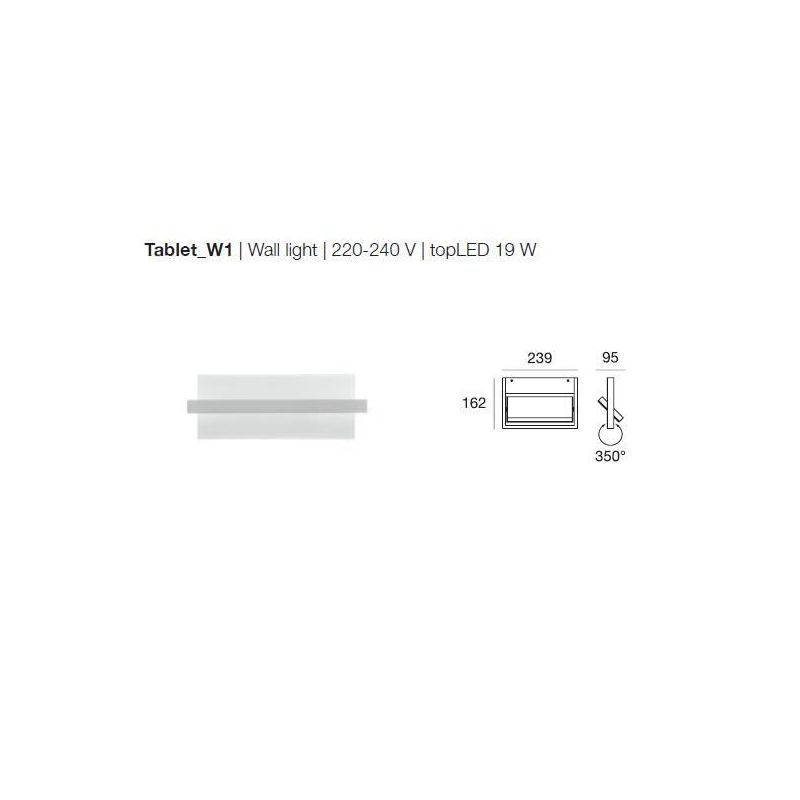 TABLET W1 LINEA LIGHT APPLIQUE 23,9 CM 19W LED BIANCA O NERA MODERNA LUCE DIREZIONABILE STILNOVO MA&DE - Cristalensi Shop Online