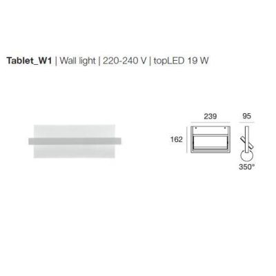 TABLET W1 LINEA LIGHT APPLIQUE 23,9 CM 19W LED BIANCA O NERA MODERNA LUCE DIREZIONABILE STILNOVO MA&DE - Cristalensi Shop Online