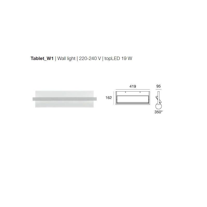 TABLET W1 LINEA LIGHT APPLIQUE 41,9 CM 19W LED BIANCA O NERA MODERNA LUCE DIREZIONABILE STILNOVO MA&DE - Cristalensi Shop Online