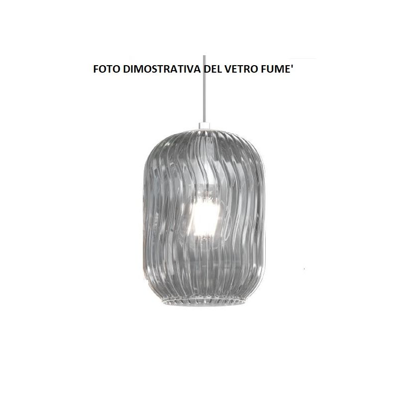 TENDER SOSPENSIONE SINGOLA MODERNA CON DIFFUSORE IN VETRO RIGATO 6 FINITURE COLORE Top Light Illuminazione - Cristalensi Shop On