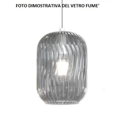 TENDER SOSPENSIONE SINGOLA MODERNA CON DIFFUSORE IN VETRO RIGATO 6 FINITURE COLORE Top Light Illuminazione - Cristalensi Shop On