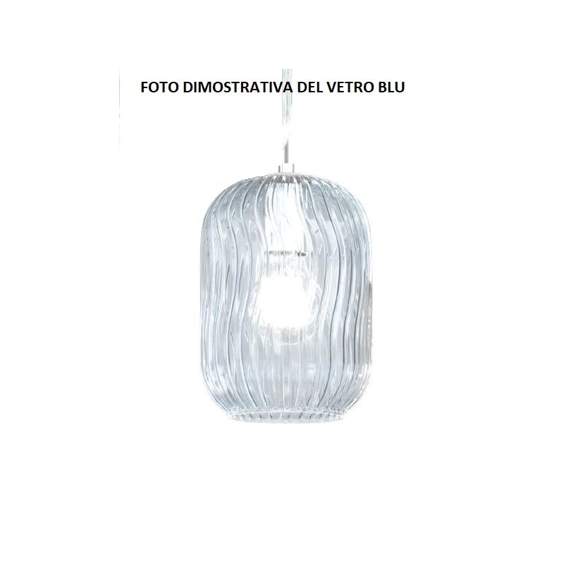 TENDER SOSPENSIONE CON DECENTRO IN METALLO CROMO O BIANCO CON DIFFUSORI IN VETRO COLORATO Top Light Illuminazione - Cristalensi