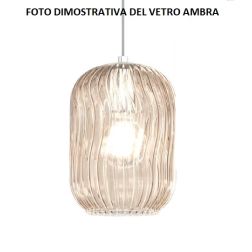 TENDER SOSPENSIONE 3 LUCI CON DECENTRO IN METALLO CROMO O BIANCO CON DIFFUSORI IN VETRO COLORATO Top Light Illuminazione - Crist 2