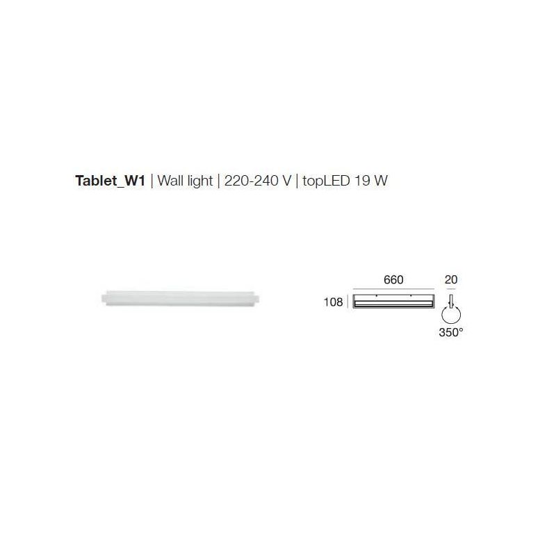 TABLET W1 LINEA LIGHT APPLIQUE 66 CM 19W LED BIANCA O NERA MODERNA LUCE DIREZIONABILE STILNOVO MA&DE - Cristalensi Shop Online