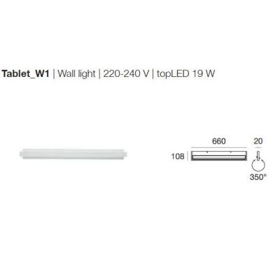 TABLET W1 LINEA LIGHT APPLIQUE 66 CM 19W LED BIANCA O NERA MODERNA LUCE DIREZIONABILE STILNOVO MA&DE - Cristalensi Shop Online