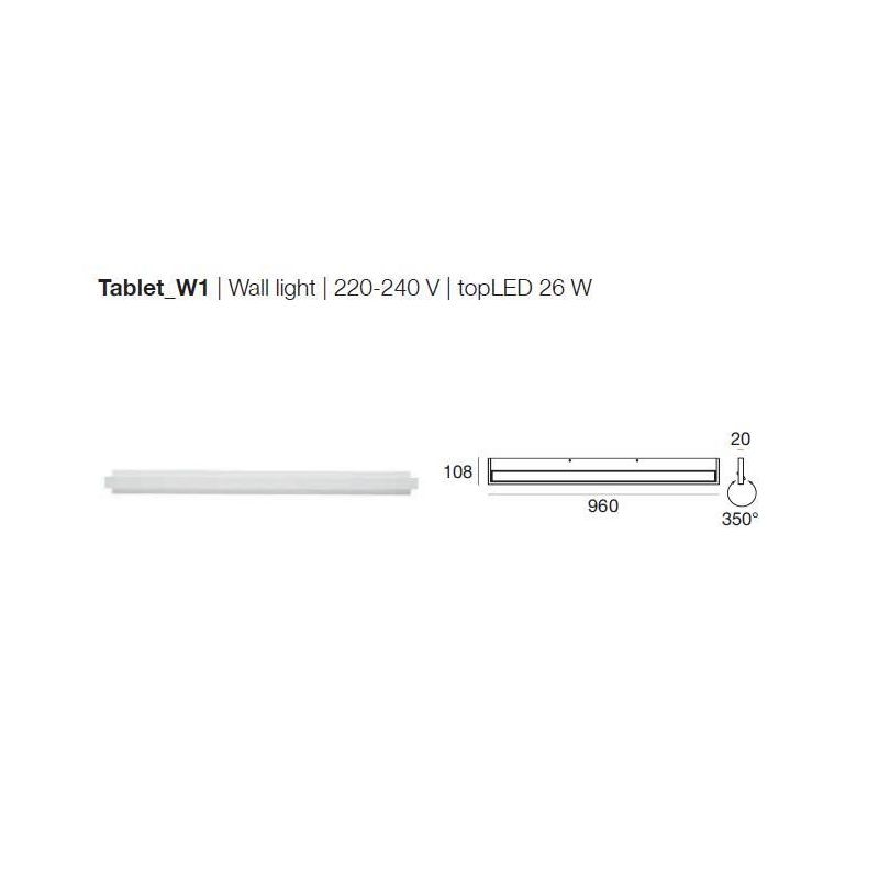 TABLET W1 LINEA LIGHT APPLIQUE 96 CM 26W LED BIANCA O NERA MODERNA LUCE DIREZIONABILE STILNOVO MA&DE - Cristalensi Shop Online