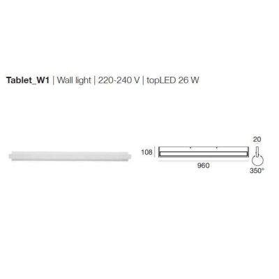 TABLET W1 LINEA LIGHT APPLIQUE 96 CM 26W LED BIANCA O NERA MODERNA LUCE DIREZIONABILE STILNOVO MA&DE - Cristalensi Shop Online