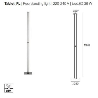 TABLET FL LINEA LIGHT PIANTANA H 192,6 CM 36W LED BIANCA O NERA MODERNA LUCE DIMMERABILE STILNOVO MA&DE - Cristalensi Shop Onlin