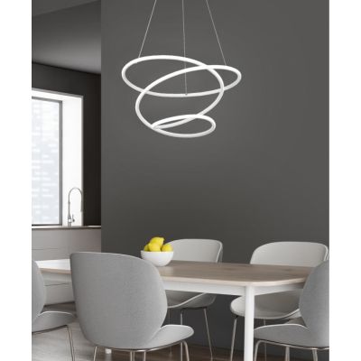 BOLOGNA SOSPENSIONE SINUOSA IN FINITURA BIANCA O CROMO LED 36W LUCE 4000K DIMMERABILE MODERNA RL - Cristalensi Shop Online