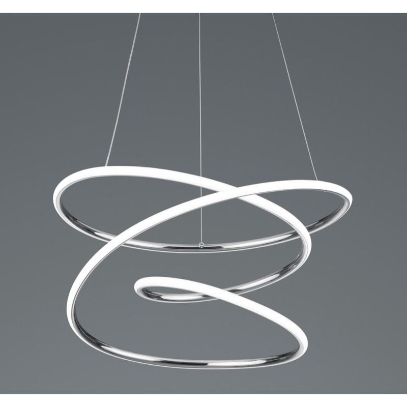 BOLOGNA SOSPENSIONE SINUOSA IN FINITURA BIANCA O CROMO LED 36W LUCE 4000K DIMMERABILE MODERNA RL - Cristalensi Shop Online