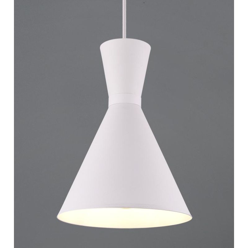 ENZO SOSPENSIONE SINGOLA MODERNA CON DOPPIO CONO IN METALLO FINITURA ACCIAIO,NERO O BIANCO D20 CM RL - Cristalensi Shop Online