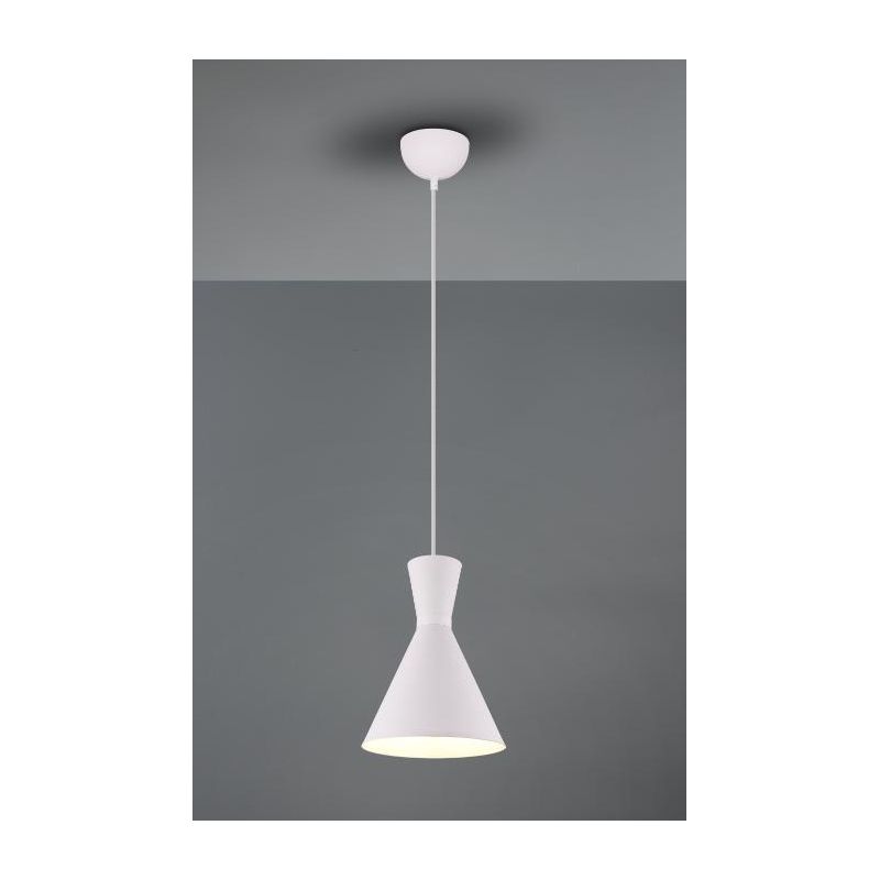 ENZO SOSPENSIONE SINGOLA MODERNA CON DOPPIO CONO IN METALLO FINITURA ACCIAIO,NERO O BIANCO D20 CM RL - Cristalensi Shop Online