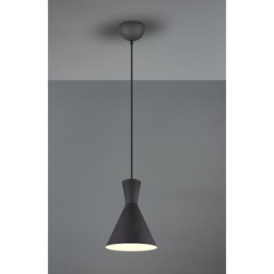 ENZO SOSPENSIONE SINGOLA MODERNA CON DOPPIO CONO IN METALLO FINITURA ACCIAIO,NERO O BIANCO D20 CM RL - Cristalensi Shop Online