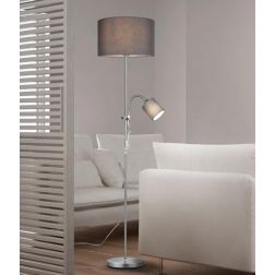 OWEN PIANTANA MODERNA FINITURA NICHEL, NERA O BIANCA ATTACCO 1xE27 CON 1 SPOT E14 E CON PARALUME IN TESSUTO RL - Cristalensi Sho