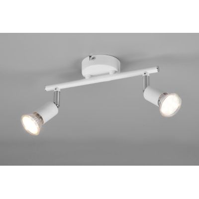 PARIS FARETTO DA SOFFITTO CON 2 SPOT LED GU10 CON SNODI BIANCO,ACCIAIO O NERO LARGHEZZA CM 25 RL - Cristalensi Shop Online