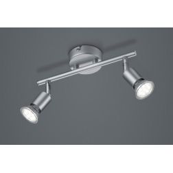 PARIS FARETTO DA SOFFITTO CON 2 SPOT LED GU10 CON SNODI BIANCO,ACCIAIO O NERO LARGHEZZA CM 25 RL - Cristalensi Shop Online