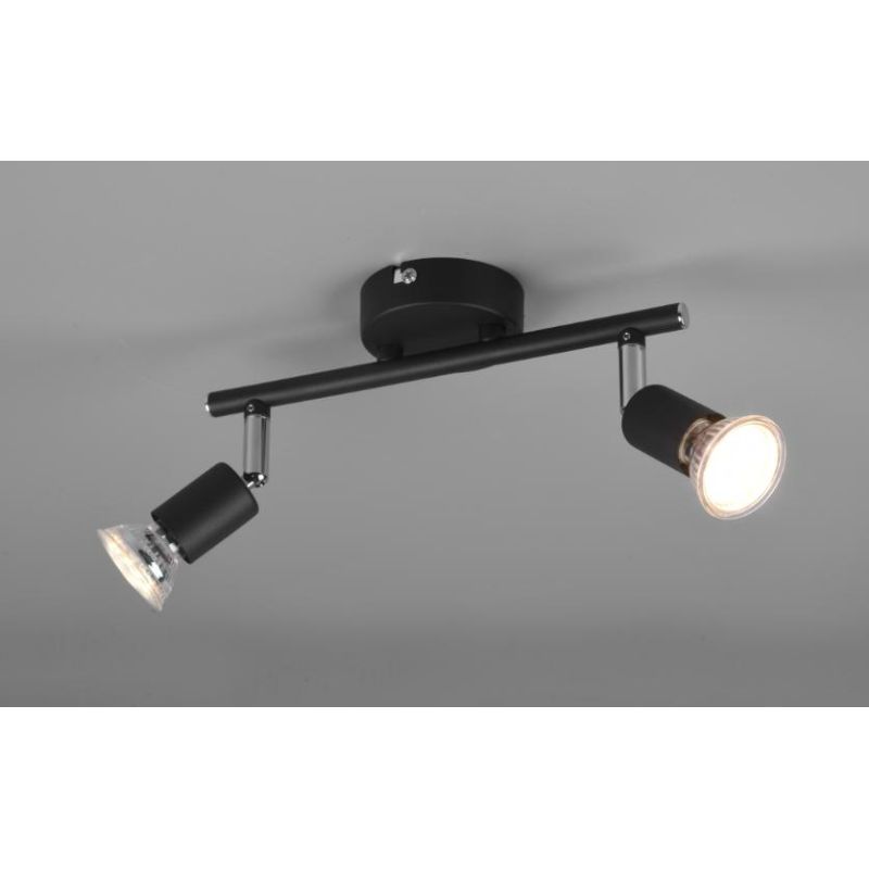 PARIS FARETTO DA SOFFITTO CON 2 SPOT LED GU10 CON SNODI BIANCO,ACCIAIO O NERO LARGHEZZA CM 25 RL - Cristalensi Shop Online