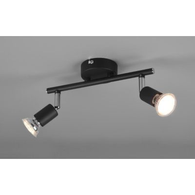 PARIS FARETTO DA SOFFITTO CON 2 SPOT LED GU10 CON SNODI BIANCO,ACCIAIO O NERO LARGHEZZA CM 25 RL - Cristalensi Shop Online