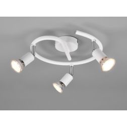 PARIS PLAFONIERA A GIRANDOLA CON 3 SPOT LED GU10 CON SNODI BIANCA, ACCIAIO O NERA DIAMETRO CM 26 RL - Cristalensi Shop Online