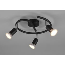 PARIS PLAFONIERA A GIRANDOLA CON 3 SPOT LED GU10 CON SNODI BIANCA, ACCIAIO O NERA DIAMETRO CM 26 RL - Cristalensi Shop Online 2