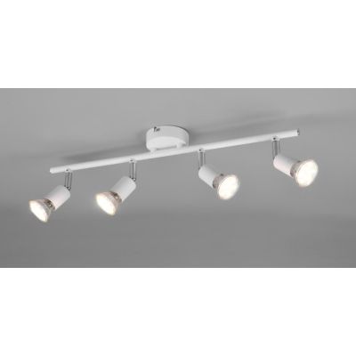 PARIS FARETTO DA SOFFITTO CON 4 SPOT LED GU10 CON SNODI BIANCO, ACCIAIO O NERO LARGHEZZA CM 50 RL - Cristalensi Shop Online