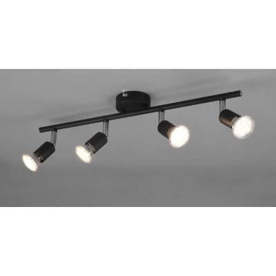 PARIS FARETTO DA SOFFITTO CON 4 SPOT LED GU10 CON SNODI BIANCO, ACCIAIO O NERO LARGHEZZA CM 50 RL - Cristalensi Shop Online