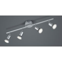 PARIS FARETTO DA SOFFITTO CON 4 SPOT LED GU10 CON SNODI BIANCO, ACCIAIO O NERO LARGHEZZA CM 50 RL - Cristalensi Shop Online