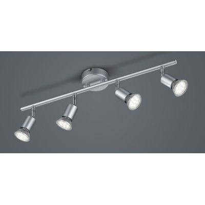 PARIS FARETTO DA SOFFITTO CON 4 SPOT LED GU10 CON SNODI BIANCO, ACCIAIO O NERO LARGHEZZA CM 50 RL - Cristalensi Shop Online