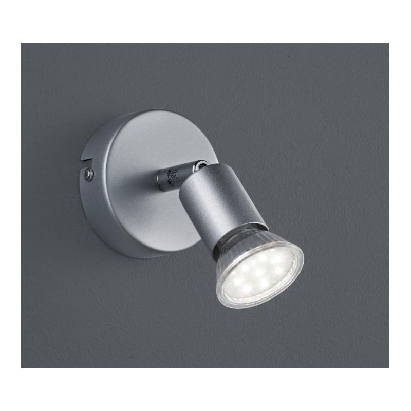 PARIS SPOT AD 1 LUCE LED GU10 CON SNODO IN METALLO BIANCO, NERO O ALLUMINIO DIAMETRO CM 8 RL - Cristalensi Shop Online