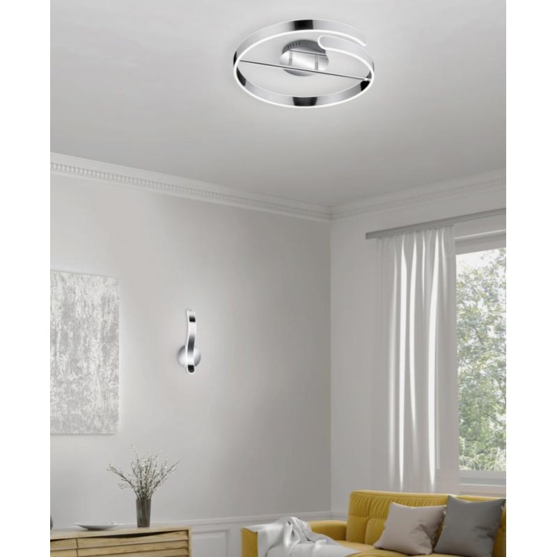 PARMA PLAFONIERA CIRCOLARE MODERNA D50 CM FINITURA BIANCA O CROMO LED 37W LUCE 4000K DIMMERABILE RL - Cristalensi Shop Online