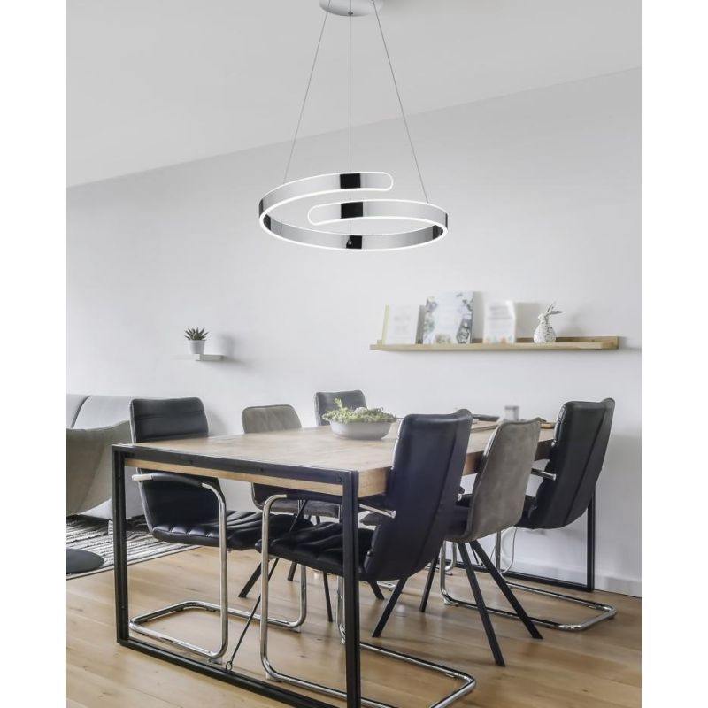 PARMA SOSPENSIONE MODERNA D50 CM BIANCA O CROMO LED 37W LUCE 4000K DIMMERABILE RL - Cristalensi Shop Online