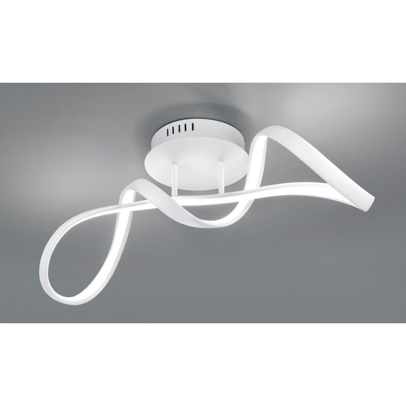 PERUGIA PLAFONIERA SINUOSA IN FINITURA BIANCA O CROMO LED 28W LUCE 4000K DIMMERABILE MODERNA RL - Cristalensi Shop Online
