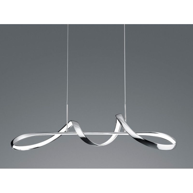 PERUGIA SOSPENSIONE SINUOSA IN FINITURA BIANCA O CROMO LED 37W LUCE 4000K DIMMERABILE MODERNA RL - Cristalensi Shop Online