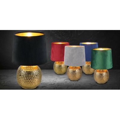 SOPHIA LAMPADA DA TAVOLO CLASSICA IN CERAMICA ORO CON PARALUME IN TESSUTO 5 COLORI ATTACCO E14 RL - Cristalensi Shop Online