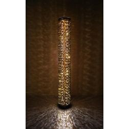 TACO PIANTANA IN TESSUTO TRAFORATO NERO E ORO LED 8W LUCE 3000K EFFETTO CIELO STELLATO RL - Cristalensi Shop Online