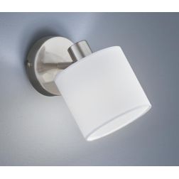 TOMMY SPOT SINGOLO ORIENTABILE IN METALLO NERO O ACCIAIO SATINATO CON PARALUME IN TESSUTO L12 CM RL - Cristalensi Shop Online