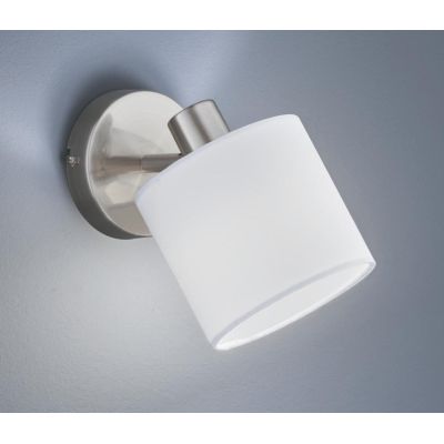 TOMMY SPOT SINGOLO ORIENTABILE IN METALLO NERO O ACCIAIO SATINATO CON PARALUME IN TESSUTO L12 CM RL - Cristalensi Shop Online