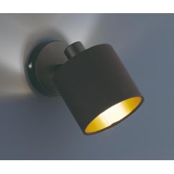 TOMMY SPOT SINGOLO ORIENTABILE IN METALLO NERO O ACCIAIO SATINATO CON PARALUME IN TESSUTO L12 CM RL - Cristalensi Shop Online 2