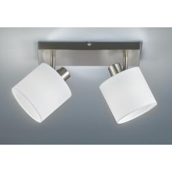 TOMMY BARRA 2 SPOT ORIENTABILI IN METALLO NERO O ACCIAIO SATINATO CON PARALUMI IN TESSUTO L28 CM RL - Cristalensi Shop Online 2