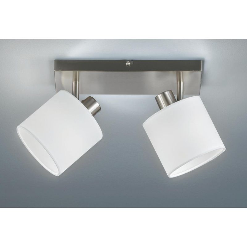 TOMMY BARRA 2 SPOT ORIENTABILI IN METALLO NERO O ACCIAIO SATINATO CON PARALUMI IN TESSUTO L28 CM RL - Cristalensi Shop Online