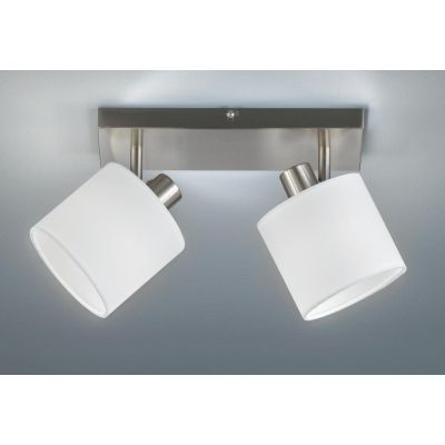 TOMMY BARRA 2 SPOT ORIENTABILI IN METALLO NERO O ACCIAIO SATINATO CON PARALUMI IN TESSUTO L28 CM RL - Cristalensi Shop Online