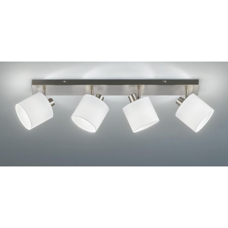 TOMMY BARRA 4 SPOT ORIENTABILI IN METALLO NERO O ACCIAIO SATINATO CON PARALUMI IN TESSUTO L70 CM RL - Cristalensi Shop Online