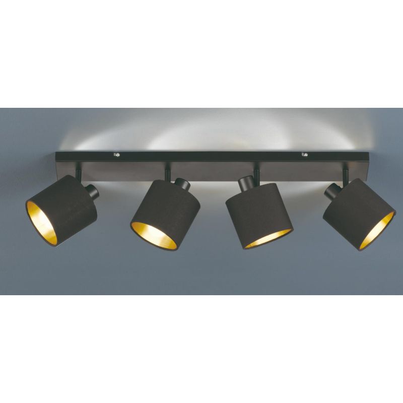 TOMMY BARRA 4 SPOT ORIENTABILI IN METALLO NERO O ACCIAIO SATINATO CON PARALUMI IN TESSUTO L70 CM RL - Cristalensi Shop Online