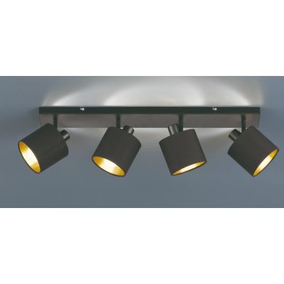 TOMMY BARRA 4 SPOT ORIENTABILI IN METALLO NERO O ACCIAIO SATINATO CON PARALUMI IN TESSUTO L70 CM RL - Cristalensi Shop Online