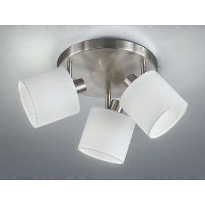 TOMMY PLAFONIERA 3 SPOT ORIENTABILI METALLO NERO O ACCIAIO SATINATO CON PARALUMI IN TESSUTO D25 CM RL - Cristalensi Shop Online