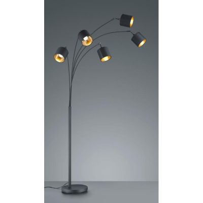 TOMMY PIANTANA AD ARCO METALLO NERO O ACCIAIO SATINATO CON 5 PARALUMI IN TESSUTO CON SNODO H200 CM RL - Cristalensi Shop Online