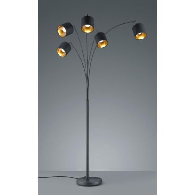 TOMMY PIANTANA AD ARCO METALLO NERO O ACCIAIO SATINATO CON 5 PARALUMI IN TESSUTO CON SNODO H200 CM RL - Cristalensi Shop Online