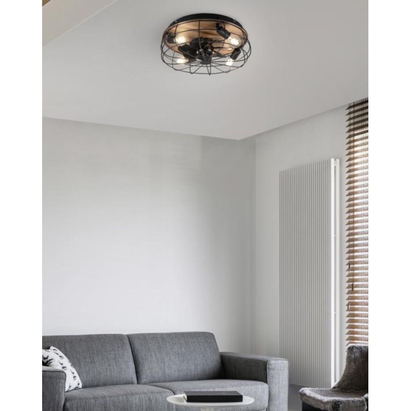 TRONDHEIM PLAFONIERA CON VENTILATORE CON TELECOMANDO 3 FINITURE ATTACCO 4XE27 RL - Cristalensi Shop Online